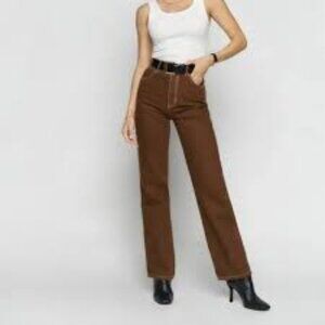 Reformation Cowboy High Rise Straight Leg Jeans in Chocolate Brown Size 24